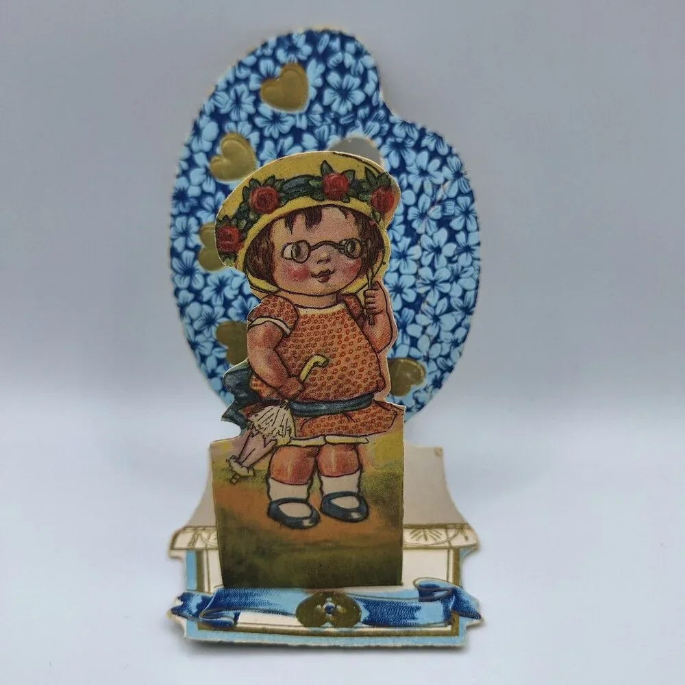Vintage Valentines Day Card Floral‎ Stand Up Sweet Retro Nostalgia Collectible